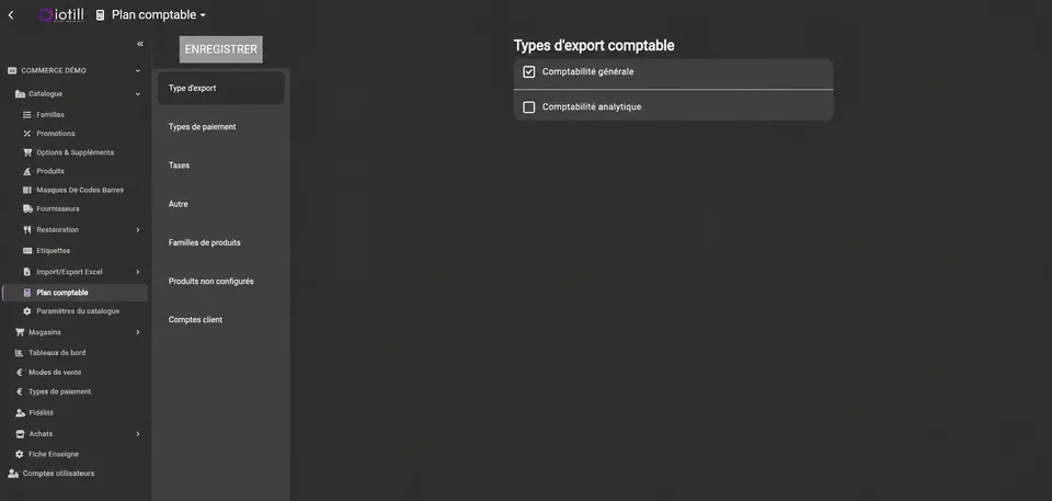 Choose the accounting export type.