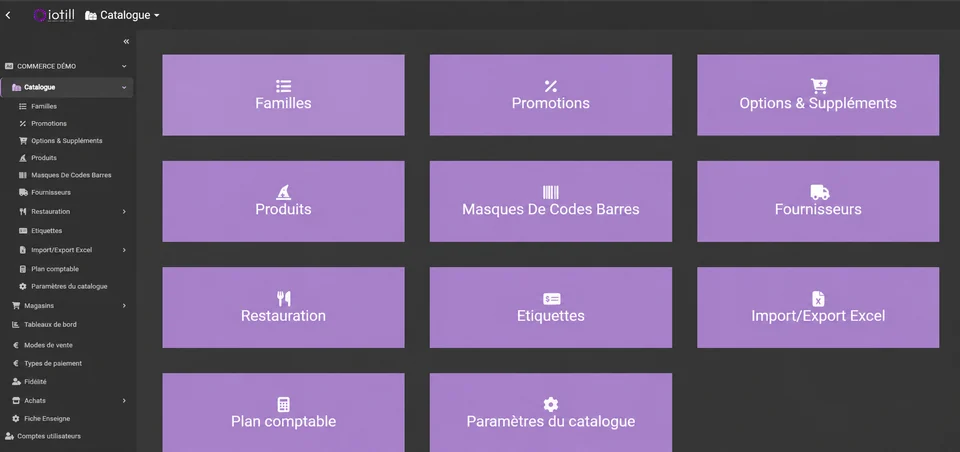 The catalogue and its tools in iotill Cloud.