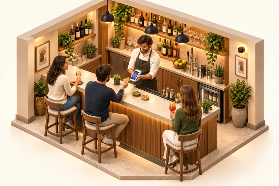 Bar using iotill Pocket as its only till with integrated payment