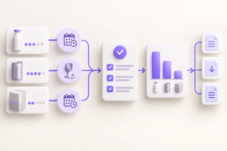 Illustration of recorded inventory losses with reasons, validation and monitoring
